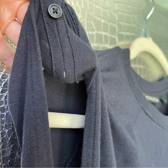 ATHLETA | Apres Convertible Cap Sleeve Ruched Stretch Navy/Black Dress | Small - Picture 10 of 15